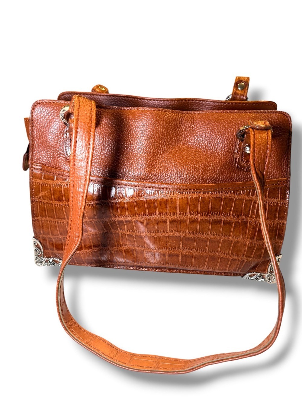Marc Chantal Vintage Western Shoulder Bag Cognac Leather Heart Charm - Picture 8 of 12